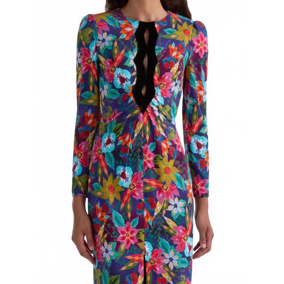 NEW SALONI jinx c midi dress in stellate black